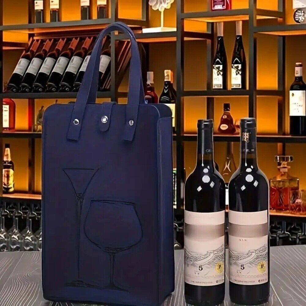 Wine & Beer Unlimited Spirits - กระเป๋าใส่ไวน์สีแดงคุณภาพสูง ทำจากผ้าสักหลาด พร้อมหูหิ้วคู่ สำหรับใส่ของขวัญหรือเครื่องดื่ม